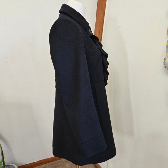 J.Crew Coat Womens 2 Black Wool Ruffle Collar Coquette Avante Garde Whimsigoth - Picture 5 of 11